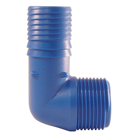 1 In. Polypropylene Blue Twister Insert 90-Degree X MPT Elbow